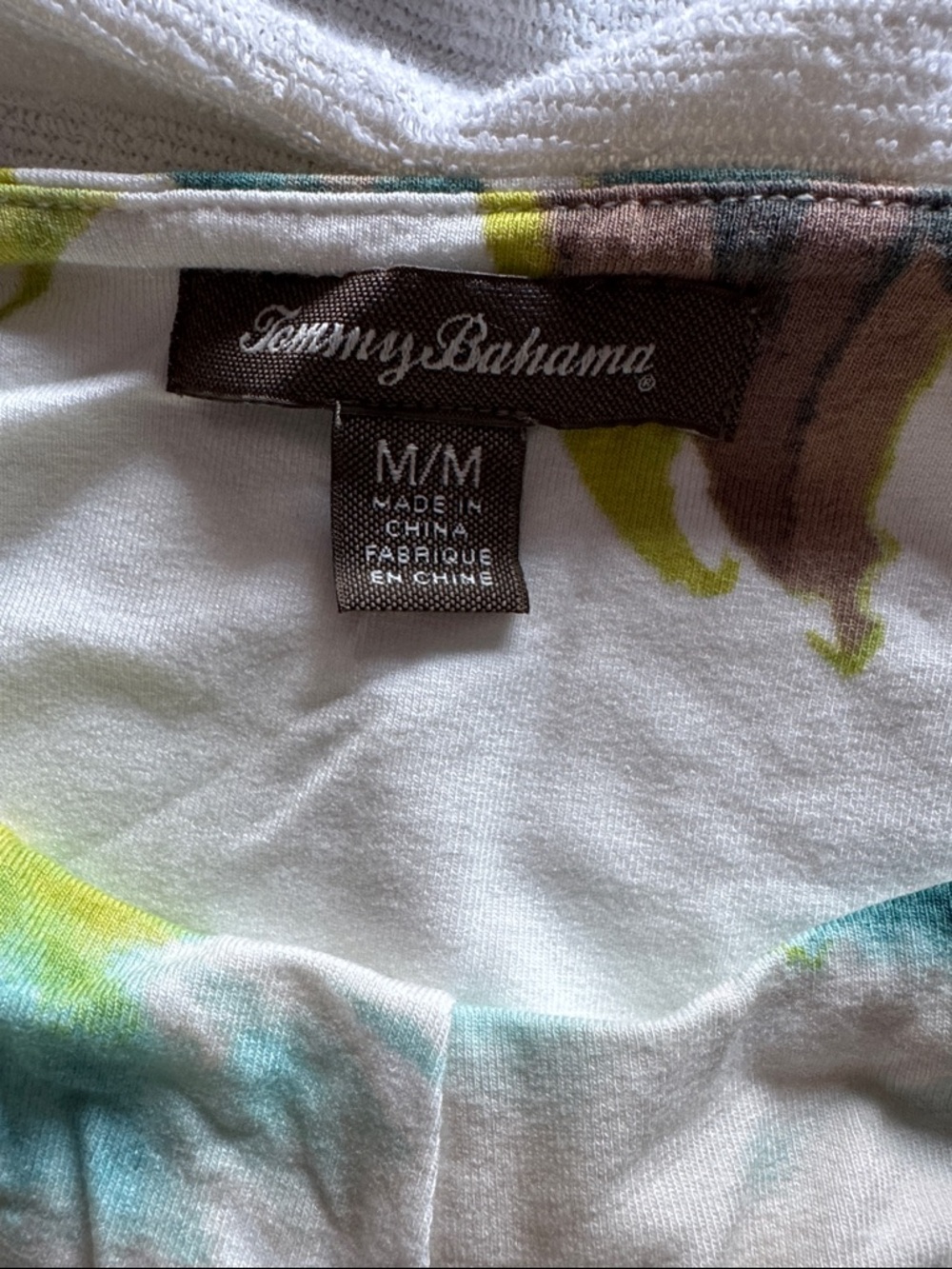 Tommy Bahama White Maxi Dress with Teal, Olive & Brown Watercolor Print - Picture 3 of 4